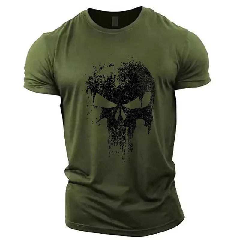 Cross-border men's Skull Graphic T-Shirt Dark Gray - Image 16