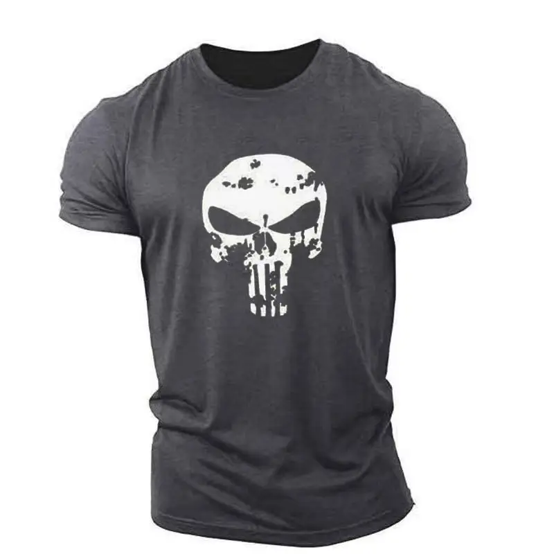Cross-border men's Skull Graphic T-Shirt Dark Gray - Image 27