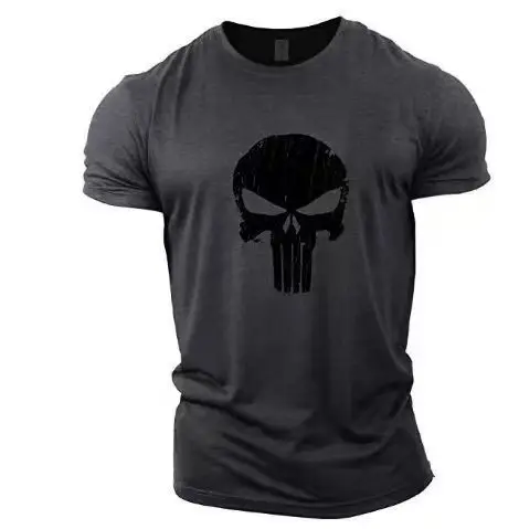 Cross-border men's Skull Graphic T-Shirt Dark Gray - Image 28