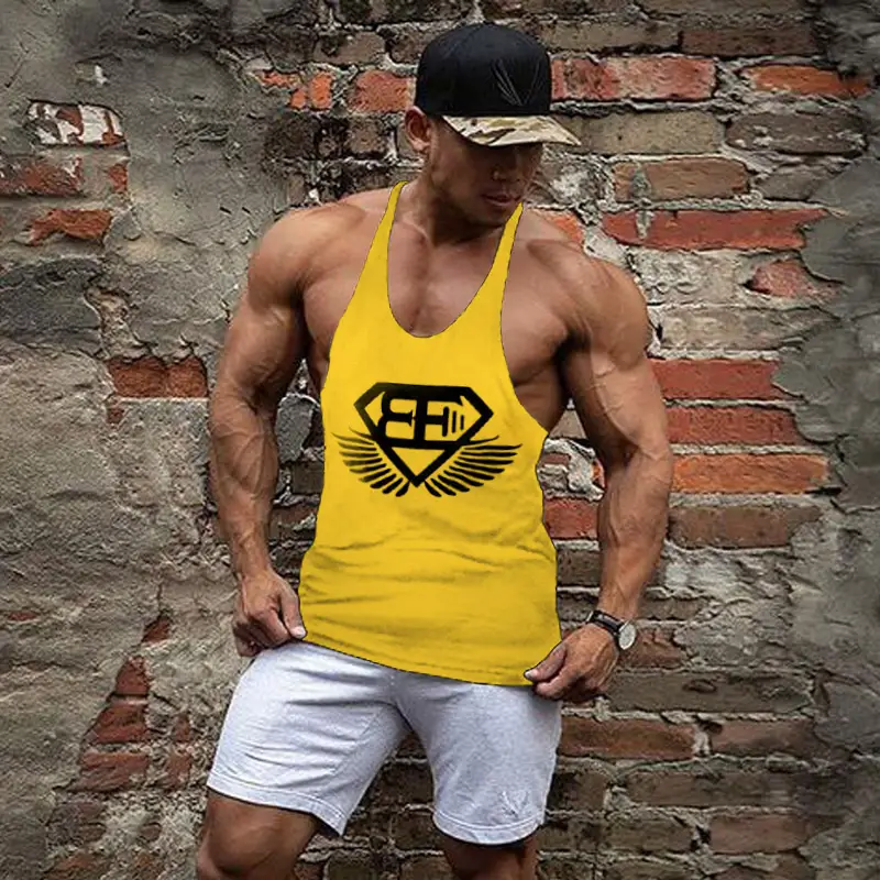 Men's Yellow EB Diamond Wings Tank Top Shorts Set - Image 4