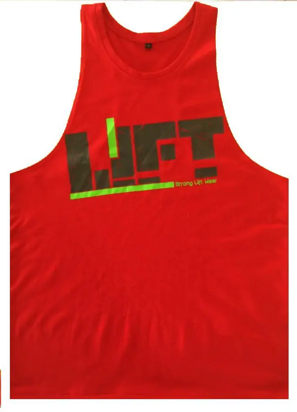 Men's Blue Gym Vest with Red White Logo