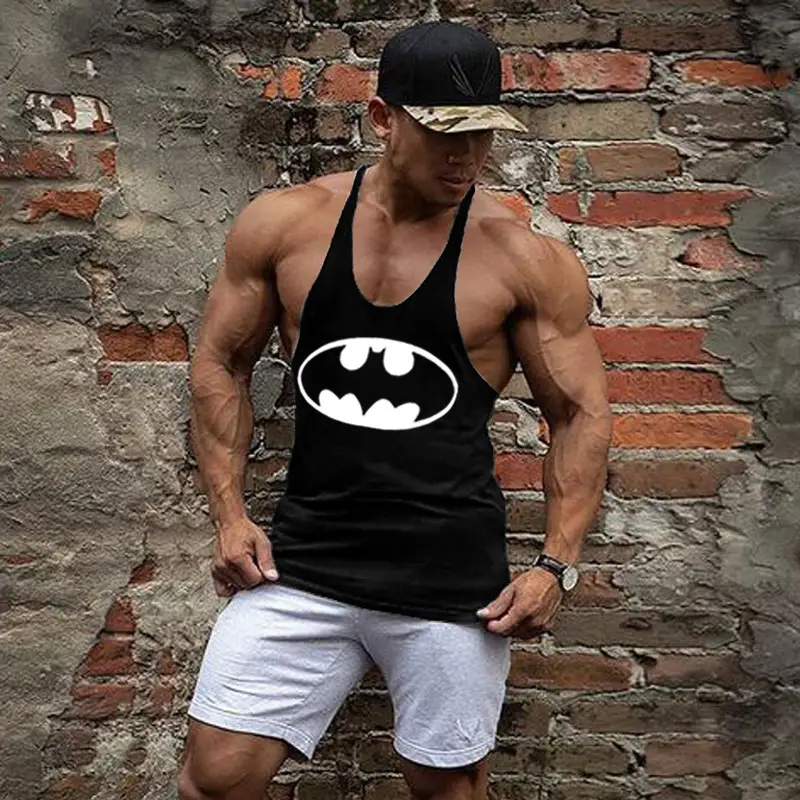 Men's Black Batman Printed Tank Top