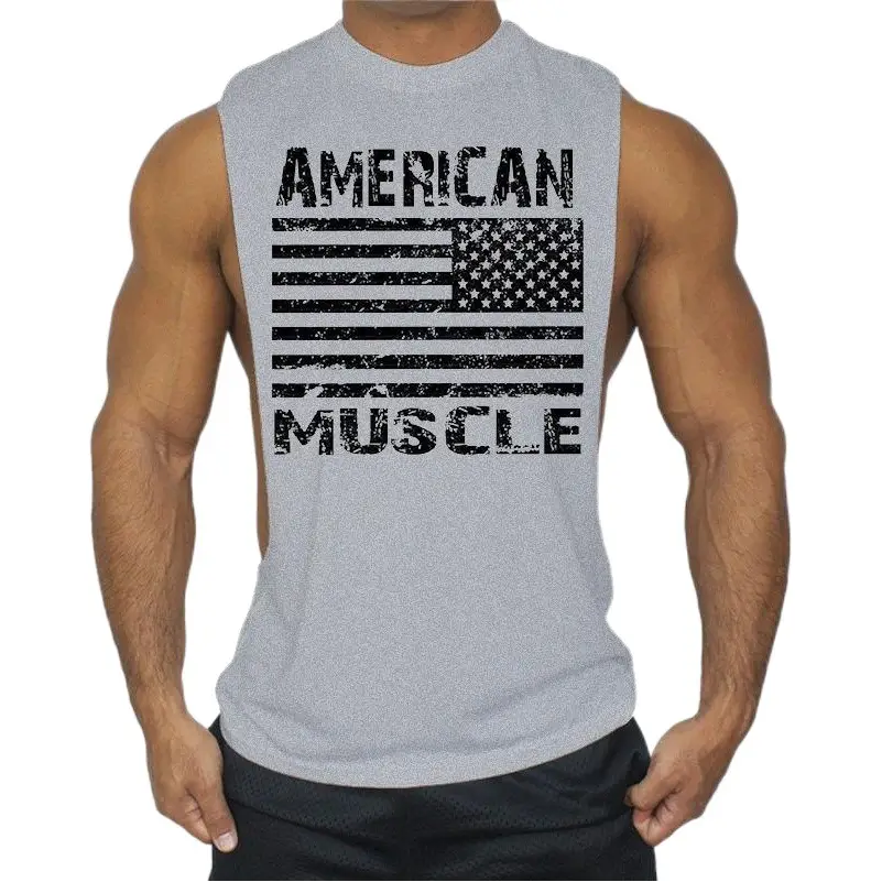American Flag Muscle Waistcoat Vest Red Large