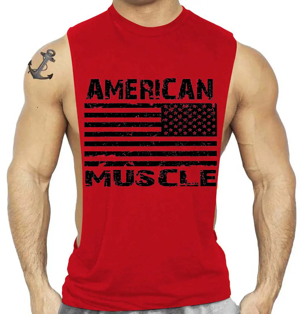 American Flag Muscle Waistcoat Vest Red Large — feature 3