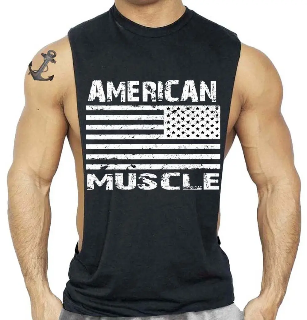 American Flag Muscle Waistcoat Vest Red Large