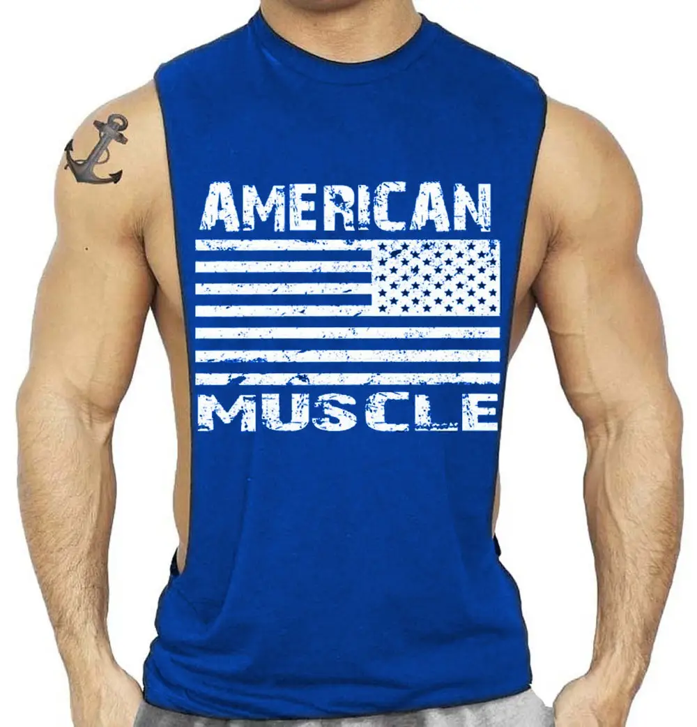 American Flag Muscle Waistcoat Vest Red Large