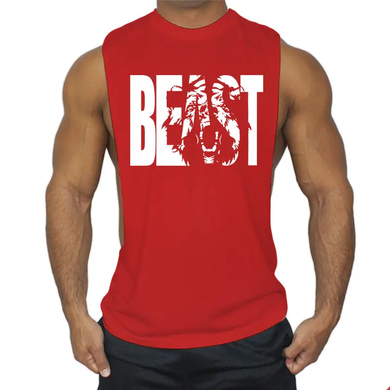 Men's Red Beast Graphic Sleeveless T-Shirt - Image 2