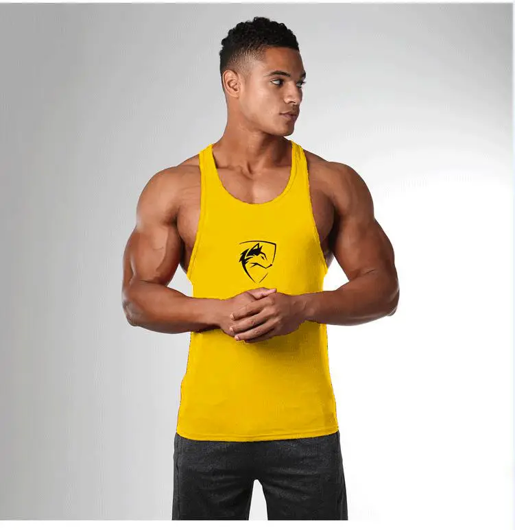 Men's White Muscle Logo Camisole Summer Fitness - Image 2