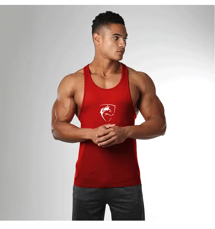 Men's White Muscle Logo Camisole Summer Fitness - Image 3