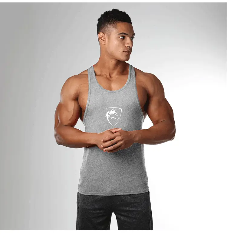 Men's White Muscle Logo Camisole Summer Fitness - Image 4