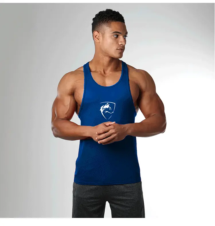 Men's White Muscle Logo Camisole Summer Fitness - Image 5
