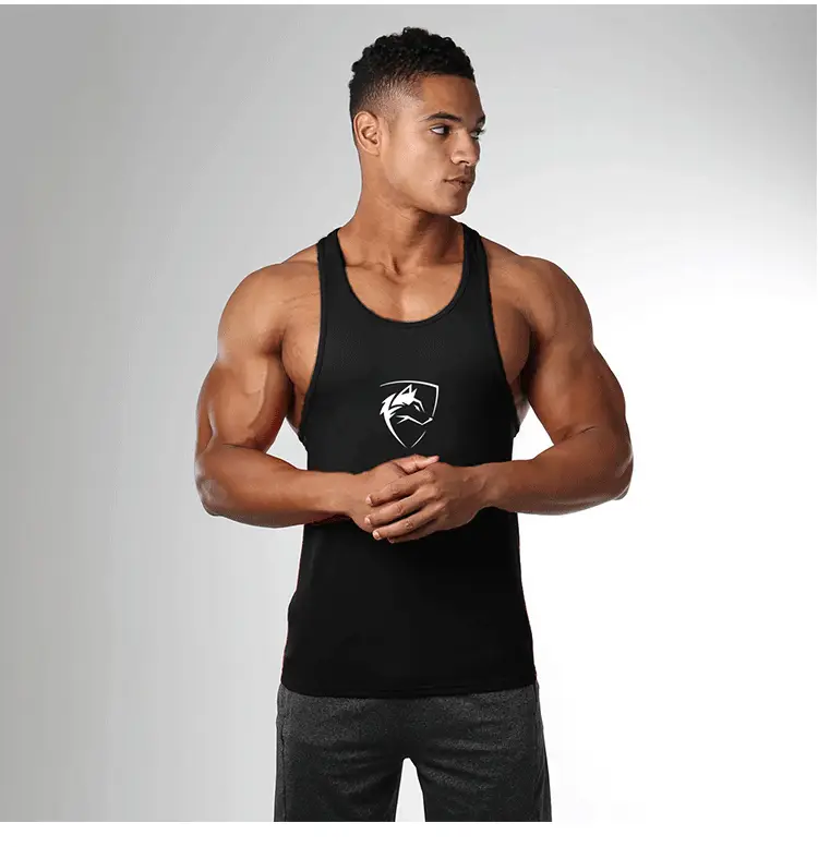 Men's White Muscle Logo Camisole Summer Fitness - Image 6