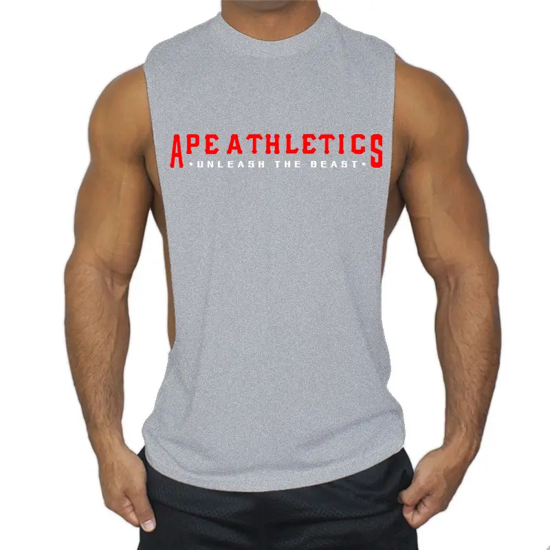 Men Sleeveless Fitness Vest Yellow Sports Wear - Image 3