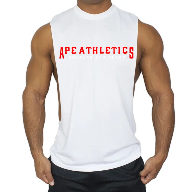 Men Sleeveless Fitness Vest Yellow Sports Wear - Image 2