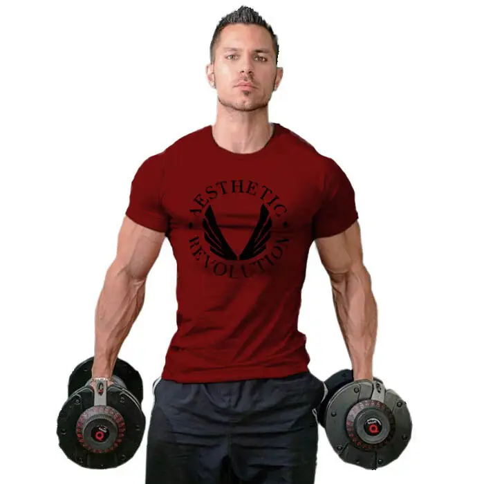 Men Fitness Bodybuilding T-Shirt Stretch Navy
