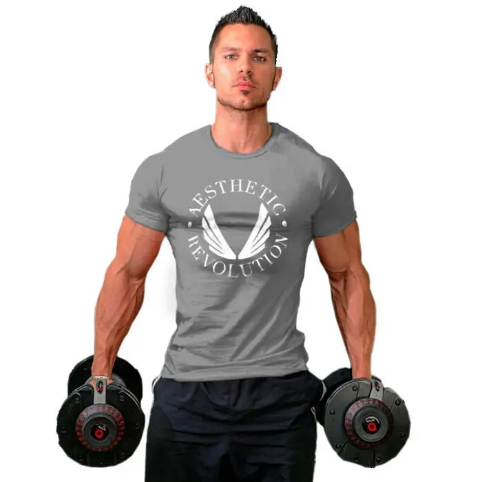 Men Fitness Bodybuilding T-Shirt Stretch Navy