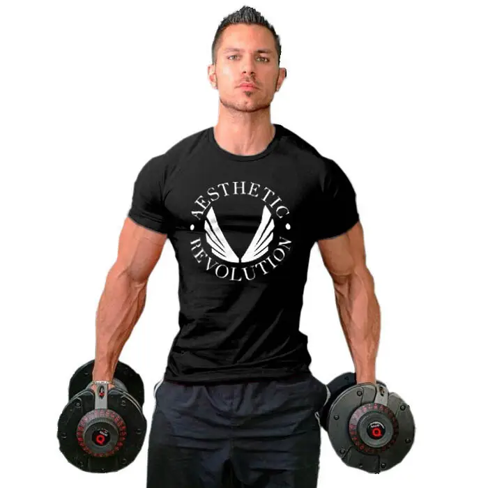 Men Fitness Bodybuilding T-Shirt Stretch Navy