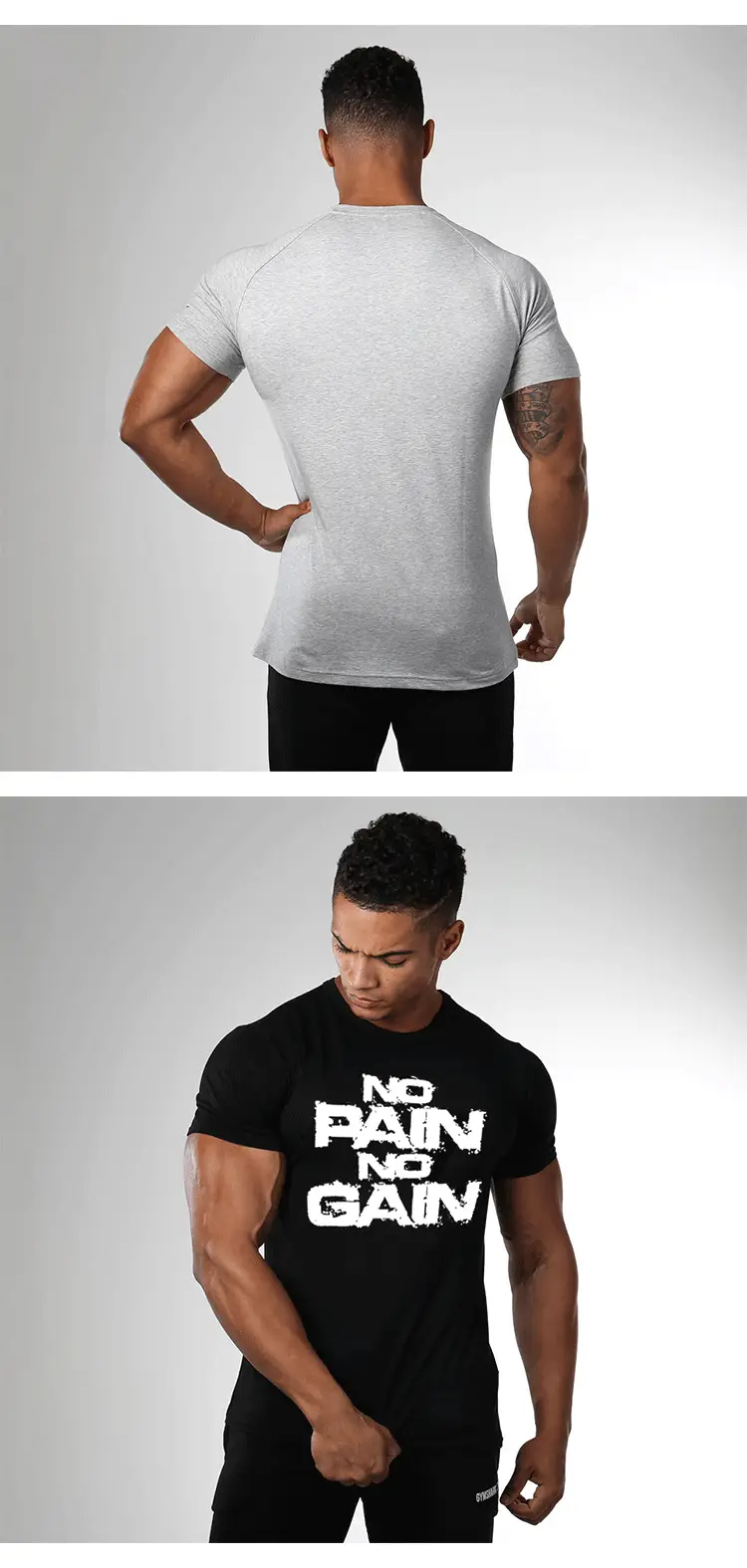 Men's No Pain No Gain Fitness T-Shirt White Short Sleeve — feature 13