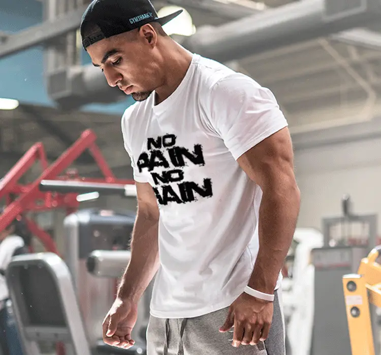 Men's No Pain No Gain Fitness T-Shirt White Short Sleeve — feature 7