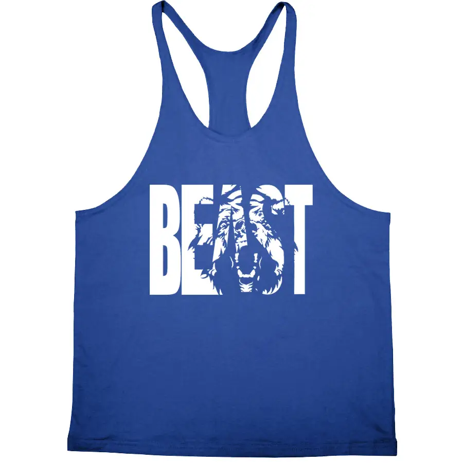 Blue Crossfit Beast Beast Bodybuilding Camisole for Men