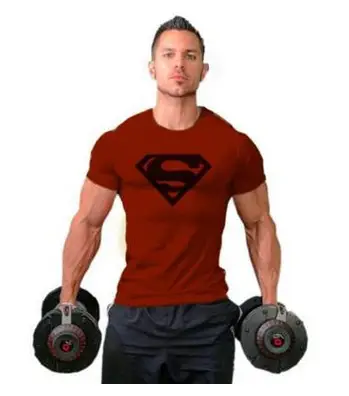 Men Black Superman Fitness T-Shirt Short Sleeve - Image 7