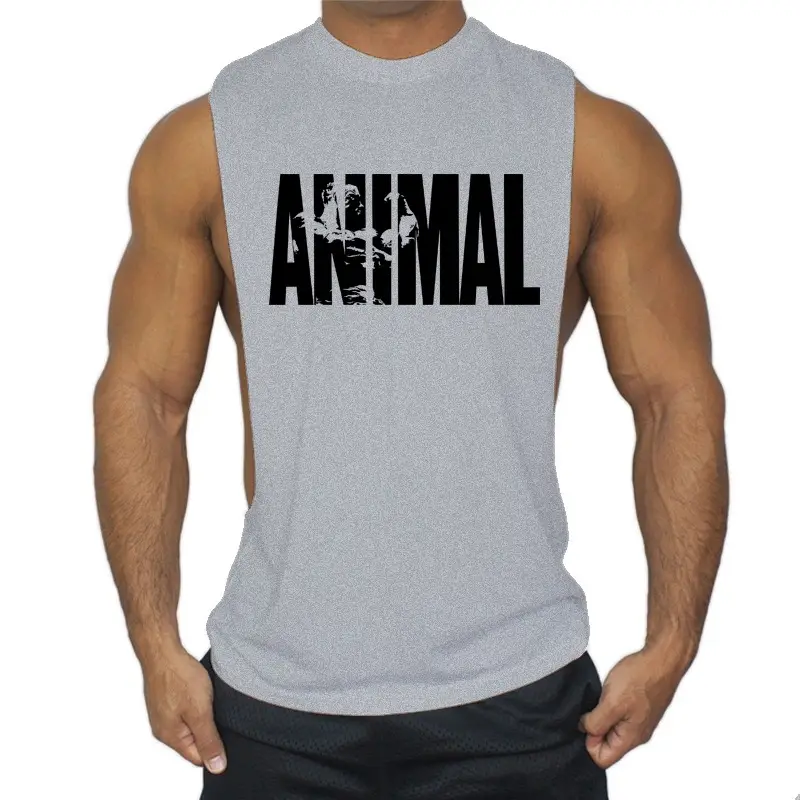 Men's White ANIMAL Graphic Sleeveless T-Shirt