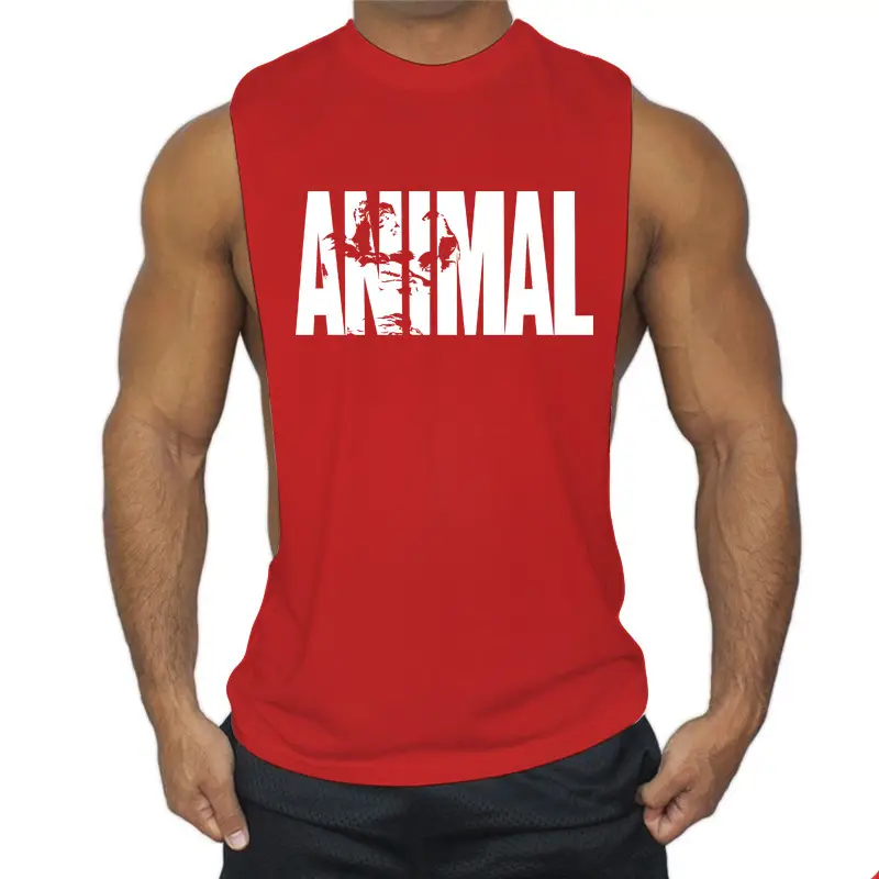 Men's White ANIMAL Graphic Sleeveless T-Shirt