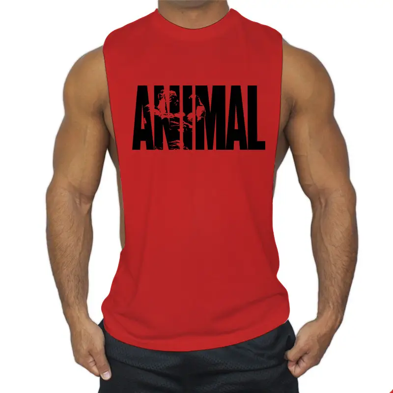 Men's White ANIMAL Graphic Sleeveless T-Shirt