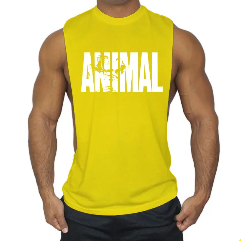 Men's White ANIMAL Graphic Sleeveless T-Shirt