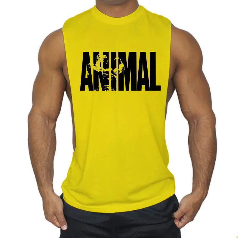 Men's White ANIMAL Graphic Sleeveless T-Shirt