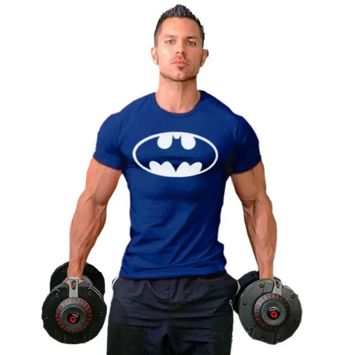 Men Batman Fitness T-Shirt Maroon with Dumbbells — feature 11