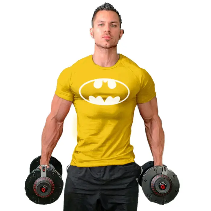 Men Batman Fitness T-Shirt Maroon with Dumbbells — feature 12