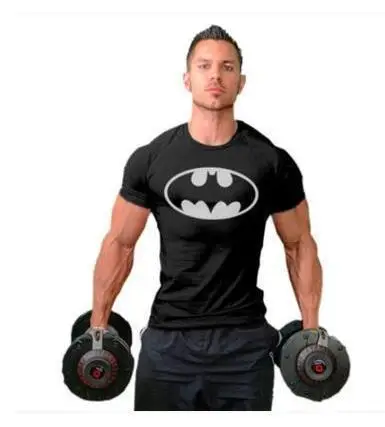 Men Batman Fitness T-Shirt Maroon with Dumbbells - Image 4