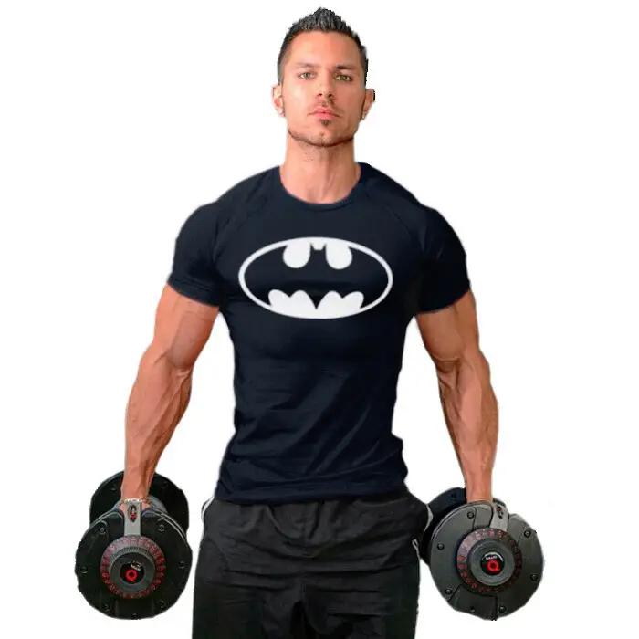 Men Batman Fitness T-Shirt Maroon with Dumbbells - Image 7