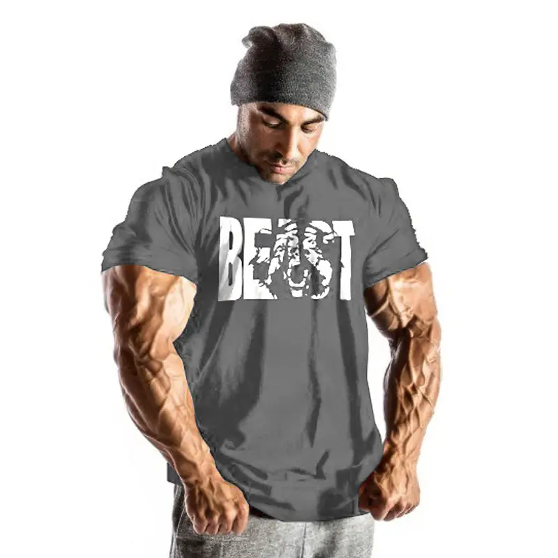 Beast Graphic Men's Navy Cotton Top Short Sleeve