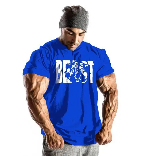 Beast Graphic Men's Navy Cotton Top Short Sleeve