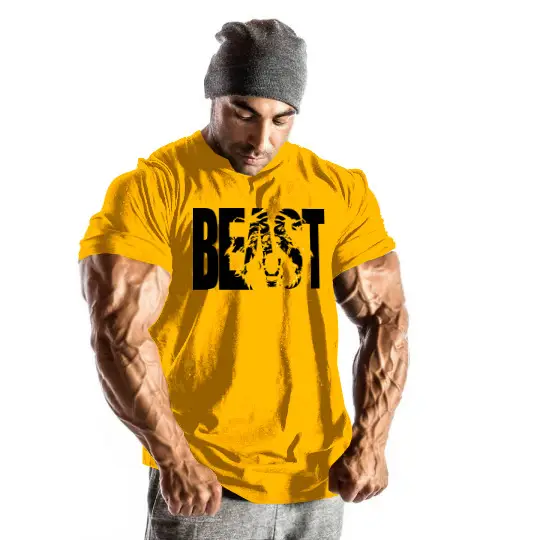 Beast Graphic Men's Navy Cotton Top Short Sleeve