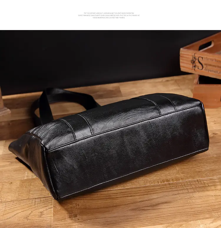 Black Leather Tote Bag for Women Large Capacity Satchel Shoulder — feature 20