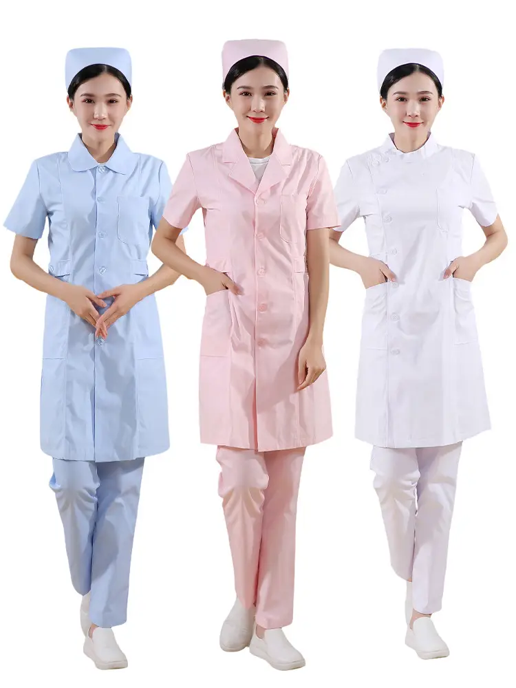 White Collar Nurse Suit Long Short Sleeve Slim Fit - Image 33