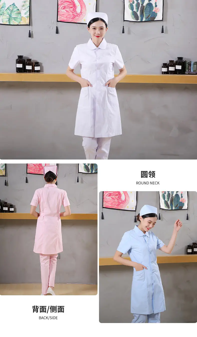 White Collar Nurse Suit Long Short Sleeve Slim Fit — feature 16