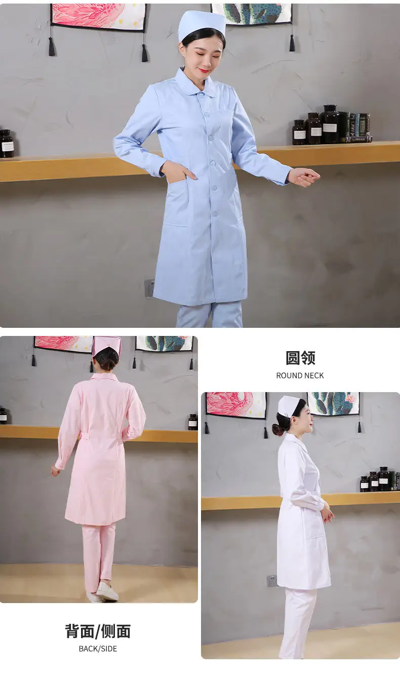 White Collar Nurse Suit Long Short Sleeve Slim Fit — feature 20