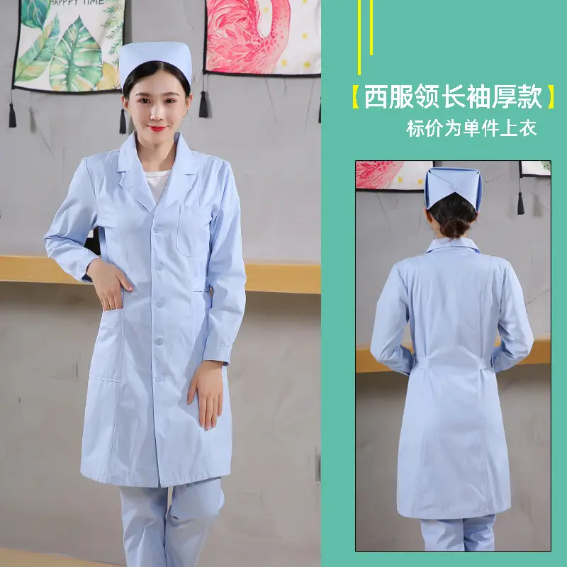 White Collar Nurse Suit Long Short Sleeve Slim Fit - Image 15