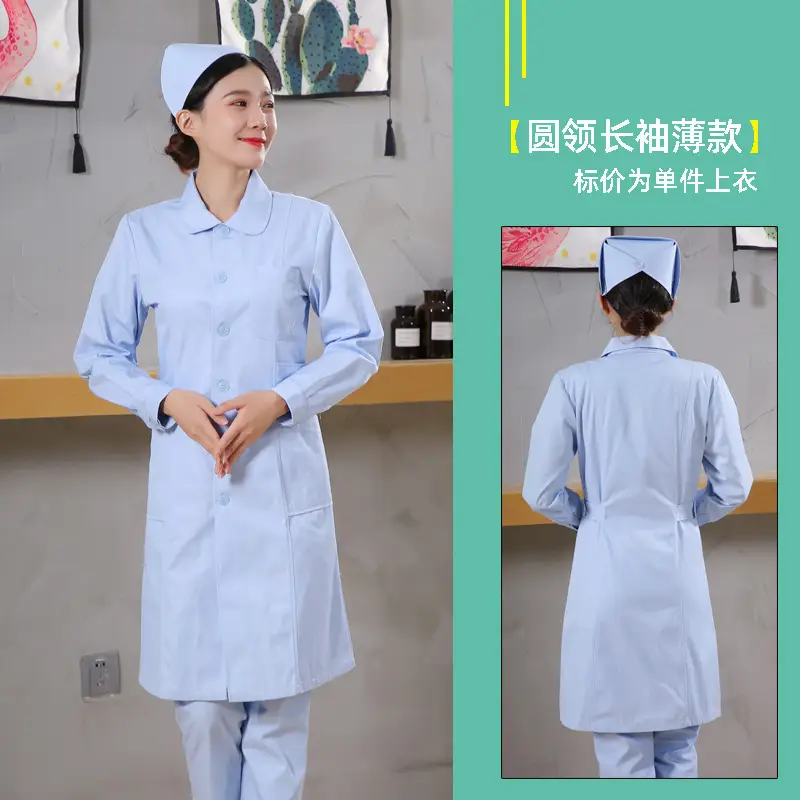 White Collar Nurse Suit Long Short Sleeve Slim Fit - Image 18