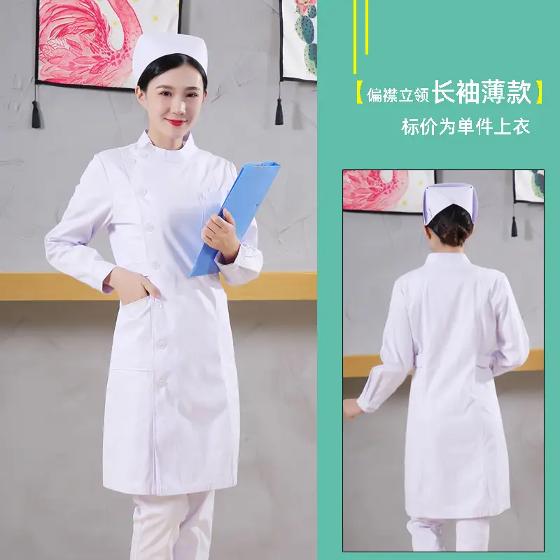 White Collar Nurse Suit Long Short Sleeve Slim Fit - Image 22