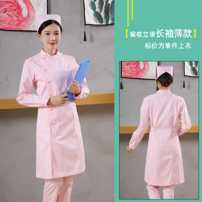 White Collar Nurse Suit Long Short Sleeve Slim Fit - Image 23