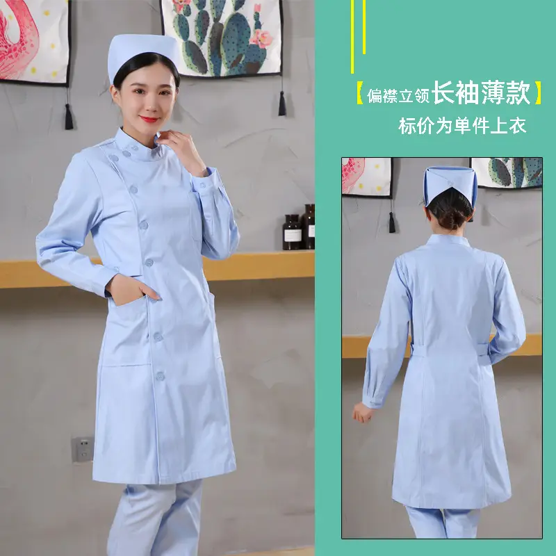 White Collar Nurse Suit Long Short Sleeve Slim Fit - Image 24