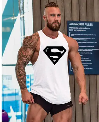 Marvel Men's Gray Superman Vest for Gym Wear