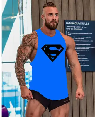 Marvel Men's Gray Superman Vest for Gym Wear