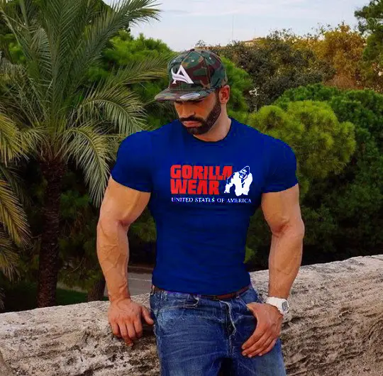 Men's Blue Gorilla Fitness T-Shirt Round Neck - Image 6