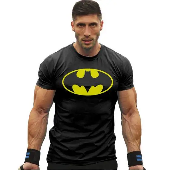 Men's Batman Gym T-Shirt White Batman Logo